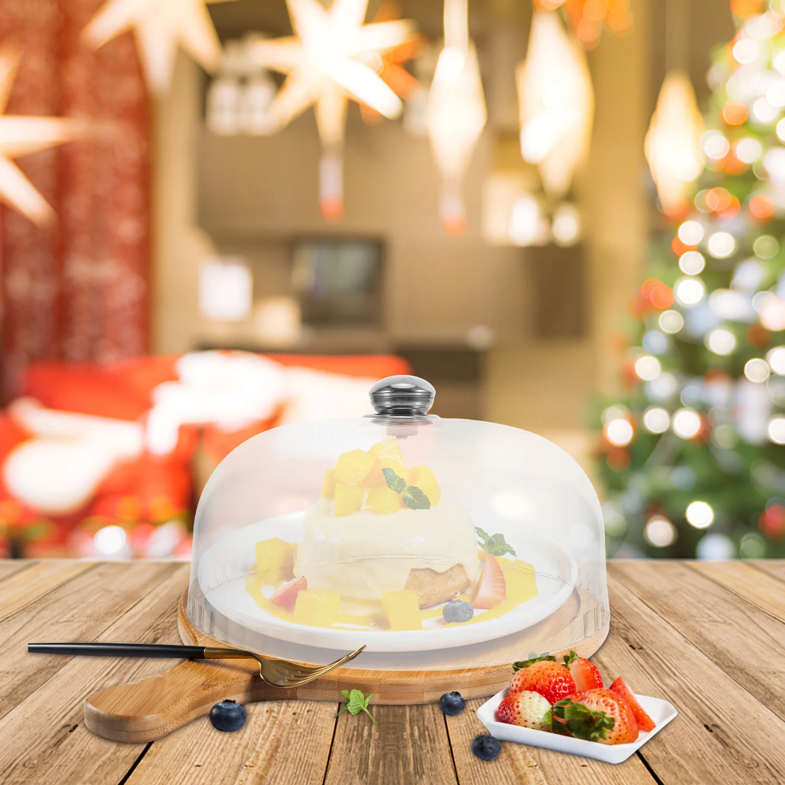 Acrylic Cake Dome Clear Round Cover Handle Reusable Food Cloche for Cakes Pies Cupcakes Muffins Dessert Display