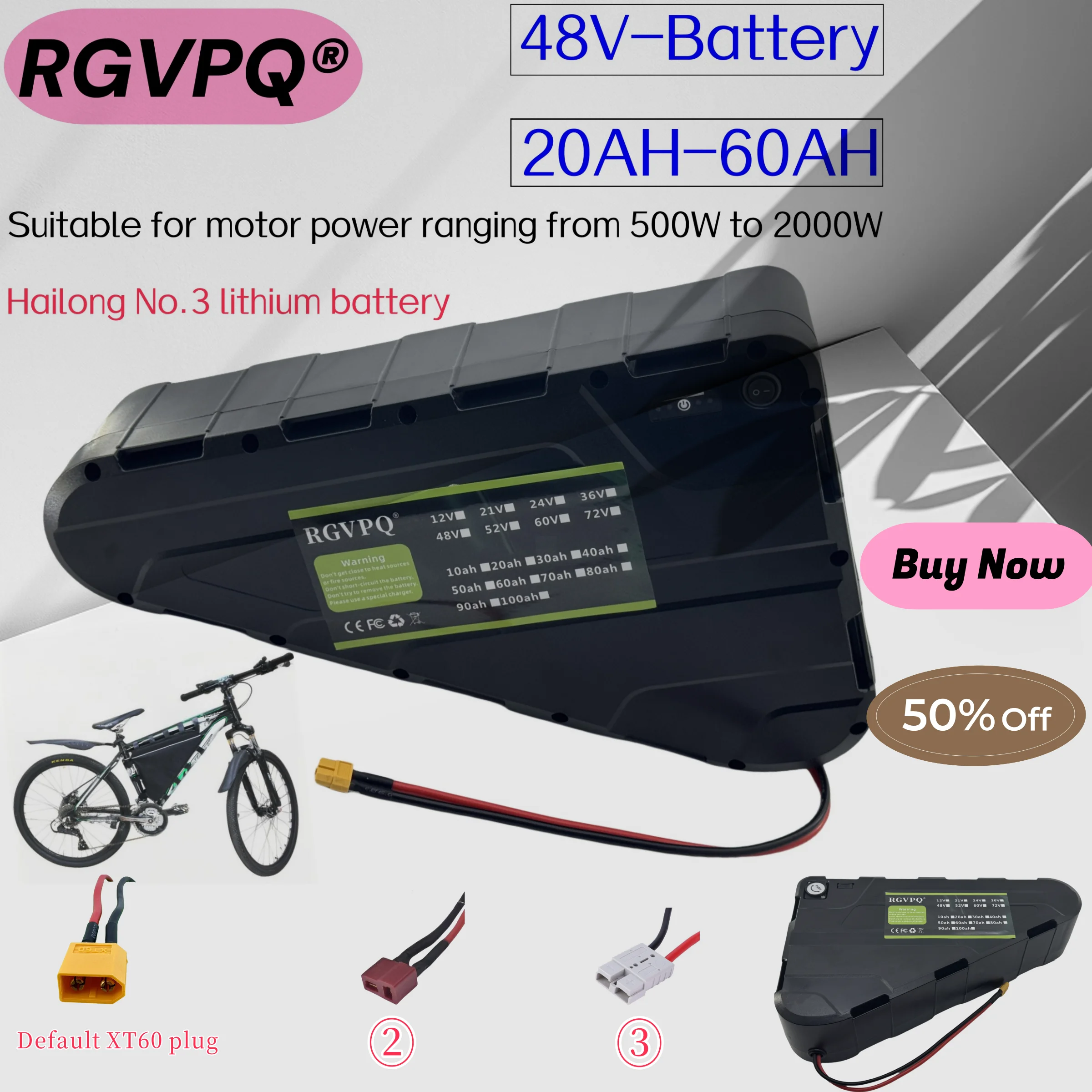 

48V60AH High Capacity ，Air fast transportation，Waterproof Hard Case Strong power battery pack 500W750W1000W triangle battery