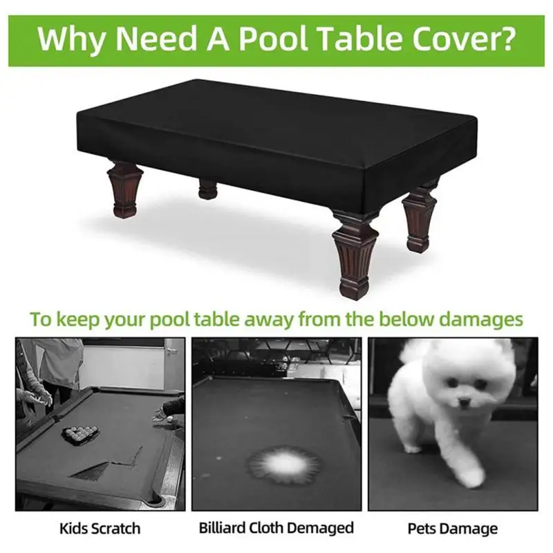 7ft 8ft 9ft Pool Table Cover Outdoor Dust-Proof Furniture Protector Covers 210D Oxford Cloth Dust Cover Dustproof Billiard Cover