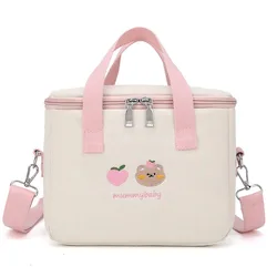 Cartoon Bear Mommy Bag Lunch Bag Canvas Large Capacity Insulation Handbags Multifunctional Infant Thermo Bottles Mother Kids