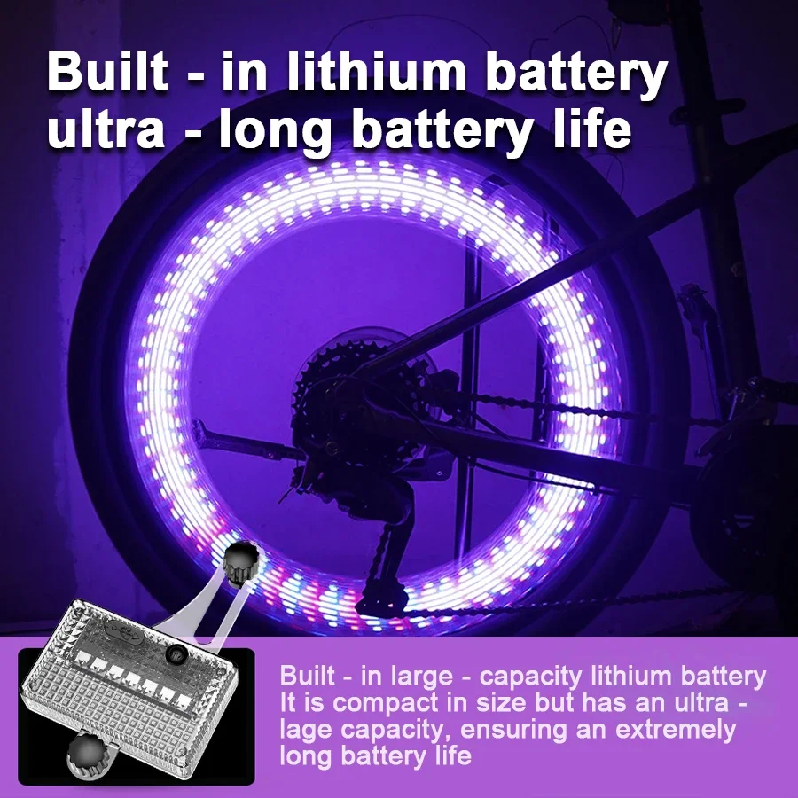 Solar Powered RGB Bicycle Wheel Hub Light Waterproof Colorful LED Flashing Warning Light for MTB Bike Cycling Safety Decoration
