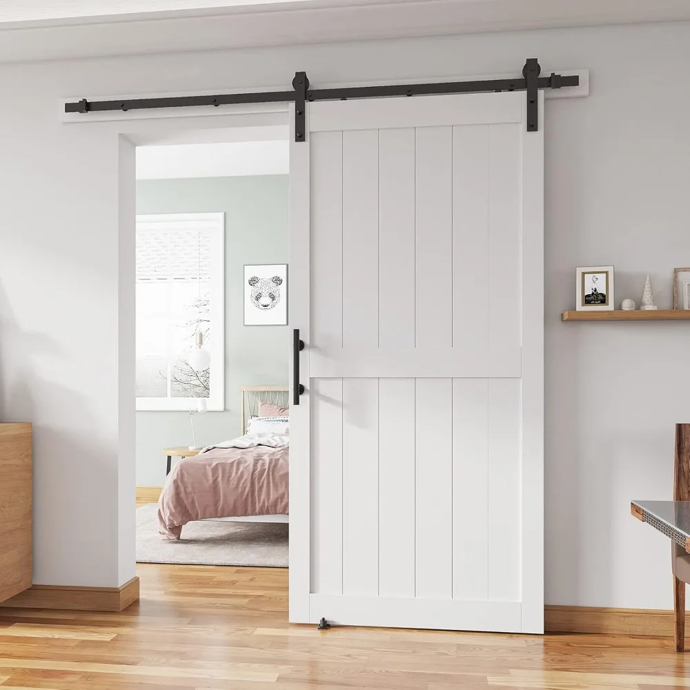 Sliding Barn Door with 7 Ft Barn Door Hardware Kit Handle& Floor Guides,Holes Easy Assembly  prefab house  prefab house