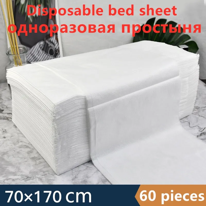 60Pcs 70*170cm Non-woven Fabric Disposable Bed Sheet Foot Massage Sauna Beauty Nursing Salon Spa Travel Sheet