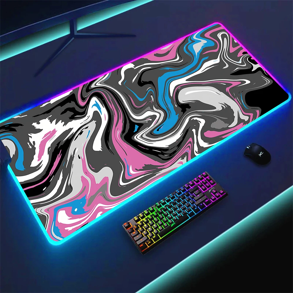 Strata Líquido RGB LED Mouse Pad, Acessórios para Computador de Alta Velocidade, Grande Teclado Mousepad, HD Desk Mat, Várias Cores, Venda Quente