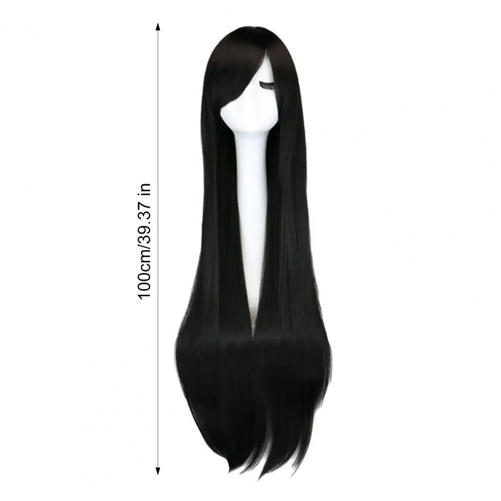 Role-playing Wig Long Cosplay Wig 100cm Long Straight Cosplay Wig with Bangs High Temperature Fiber Synthetic Hair Fluffy
