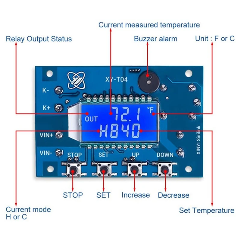 12V DC Digital Temperature Controller, Wifi APP Control High Temperature Control Module -99 Celsius-999 Celsius 24V