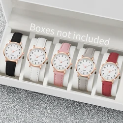 5PCS/Set Fashion Women's Watch Casual Round Dial Arabic numerals Watch Colorful Set