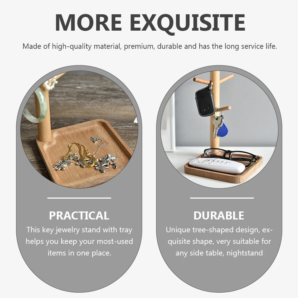 

Jewelry Display Holder Wooden Key Holder Tray for Entryway Home Decor Tabletop Organizer for Keys Phones Glasses Watches