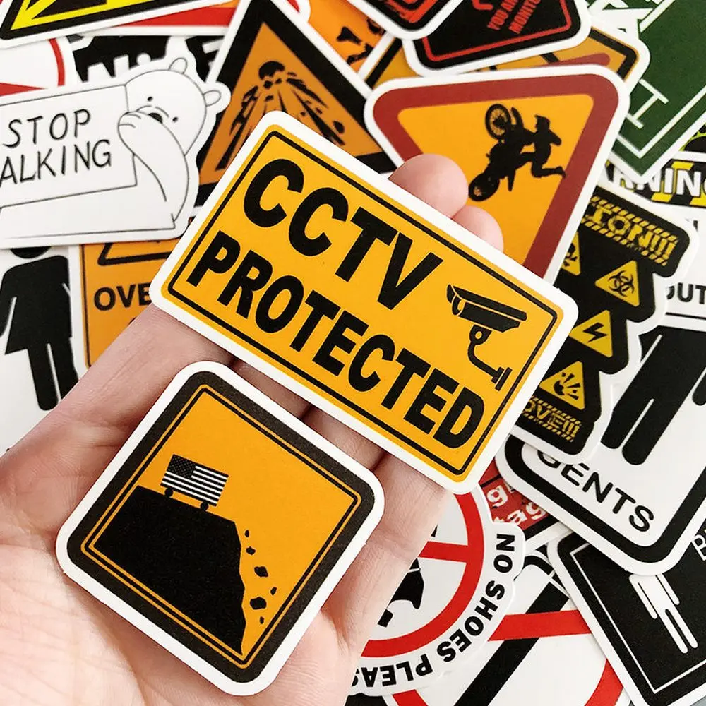 50pcs Funny Warning Stickers Danger Banning Sign Viny Decal Car Scooter Motorcycle Suitcase Violation Sticker Classic Toy