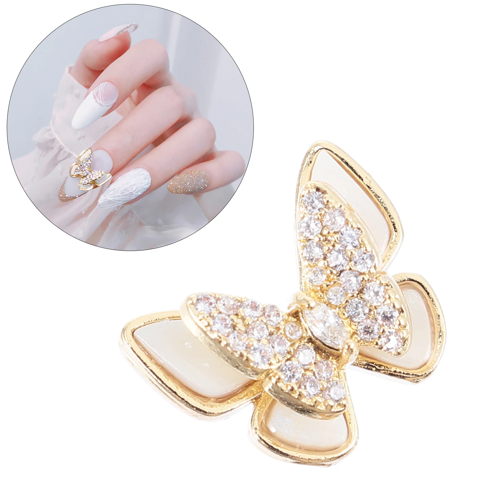 

5pcs Double Layer Art Decor Manicure Stickers Charm Diy Accessories For Party Stage Night Out Nail Studs Nail Art Tools Girl