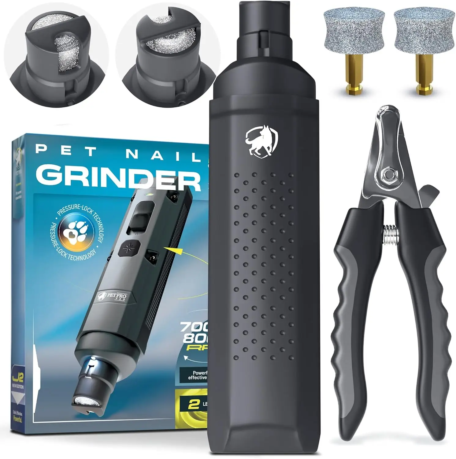 

Электрическая машинка для стрижки когтей для собак и кошек, бесшумная, с защитным кожухом, для всех размеров (серая)