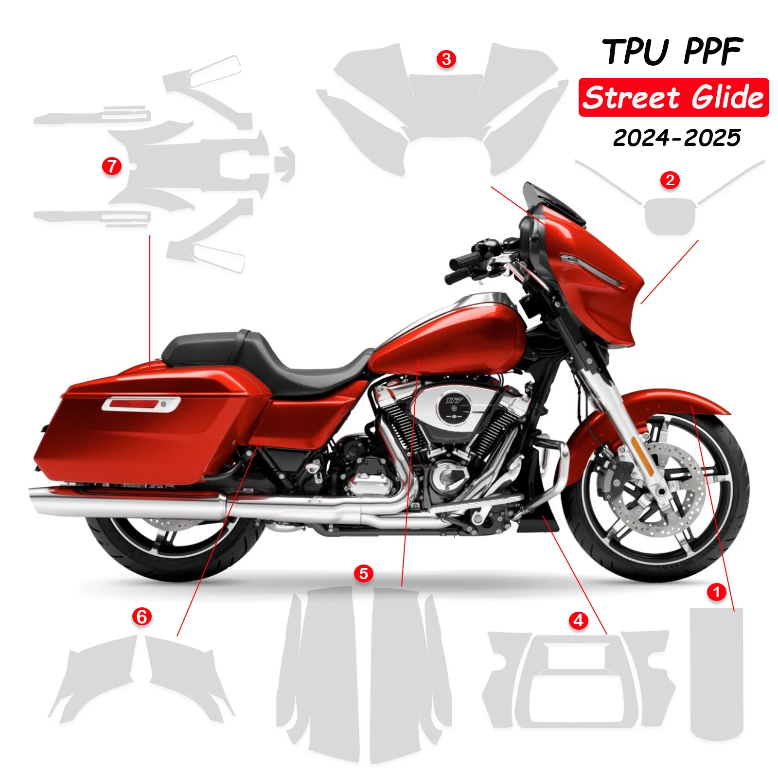 

PPF Street Glide Invisible Protective Film Automatic Repair TPU Protective Film For Harley Street Glide 2024-2025 TPU PPF Film