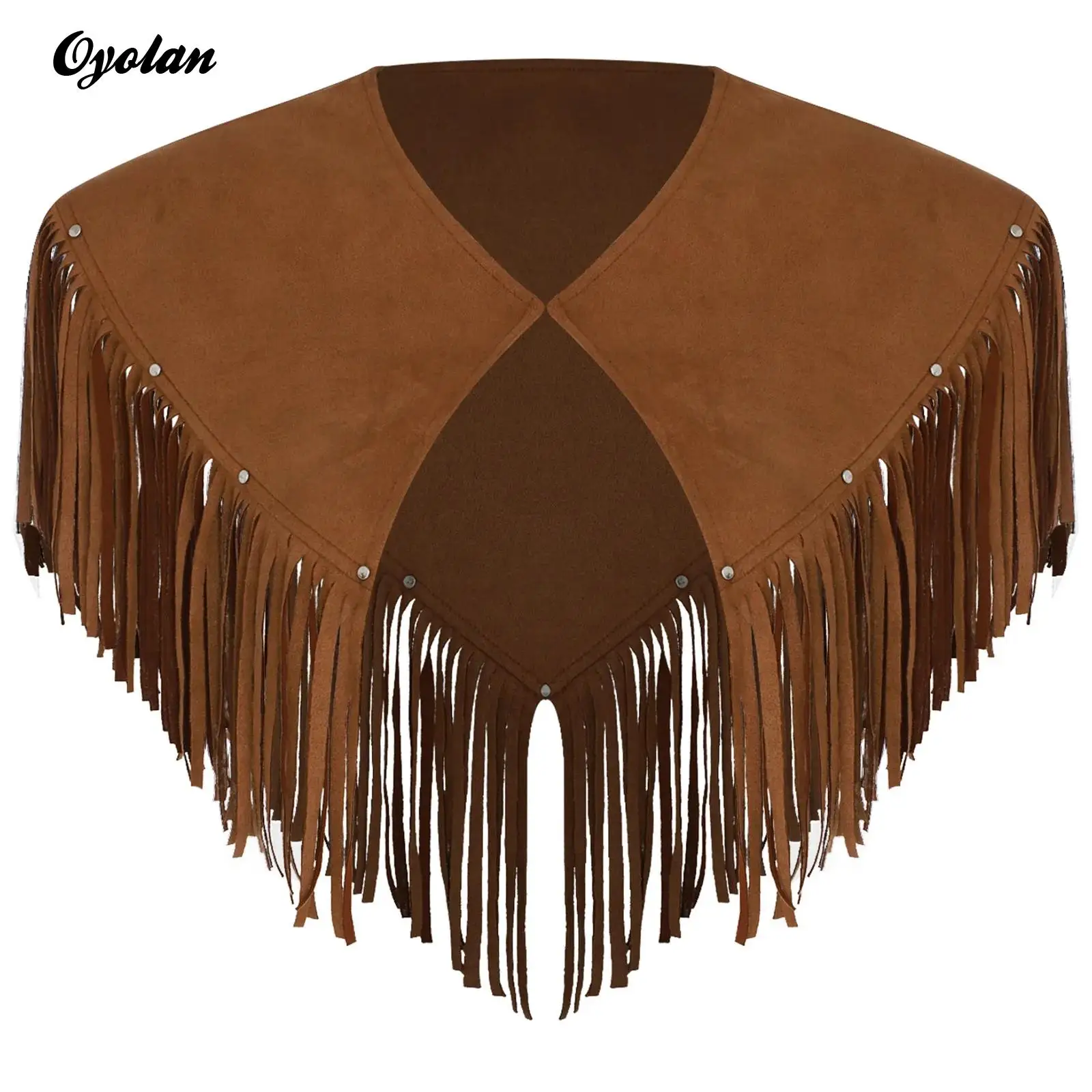 

Мужская шаль в стиле вестерн с ковбойской бахромой, топы, карнавальный костюм для косплея, замшевая шаль с шипами и кисточками спереди, невидимый крючок
