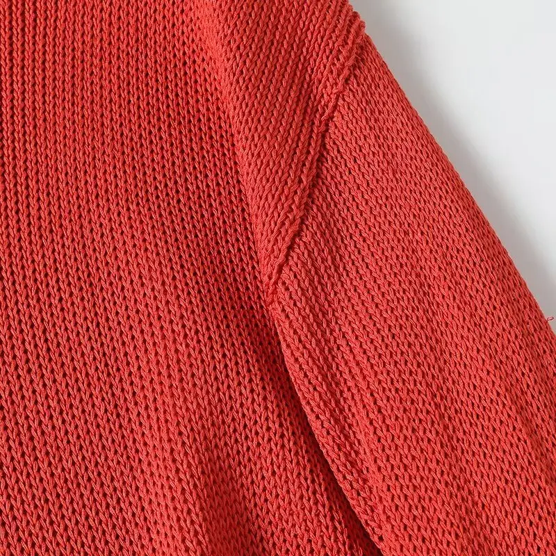 Maxdutti New Arrivals Red Color Autumn Knitwear Minimalist Sweater Women French Lazy Style Loose Tops