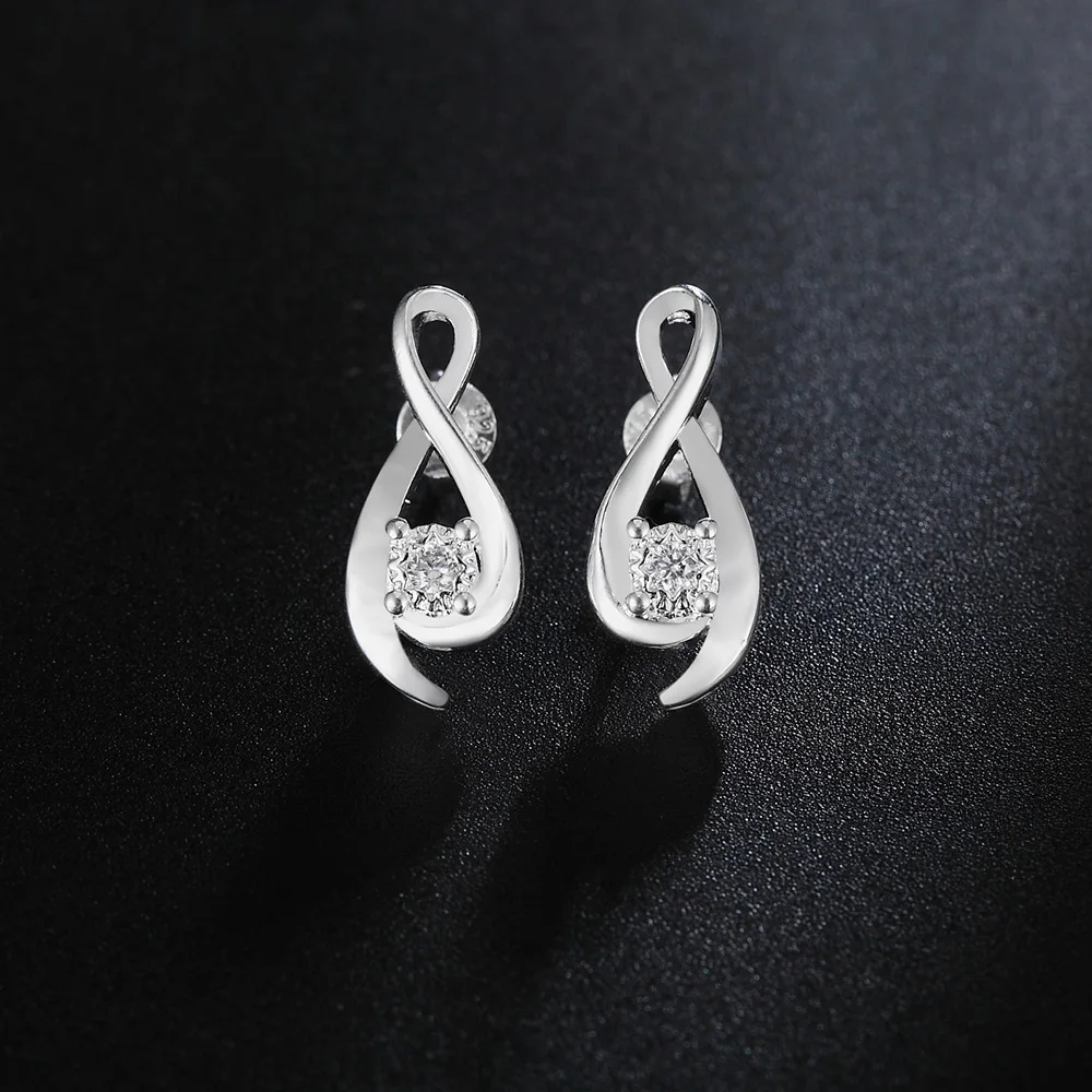 

New High Quality 925 Sterling Silver Zircon Stud Earrings For Women Fashion Party Wedding Engagement Jewelry Christmas Gift