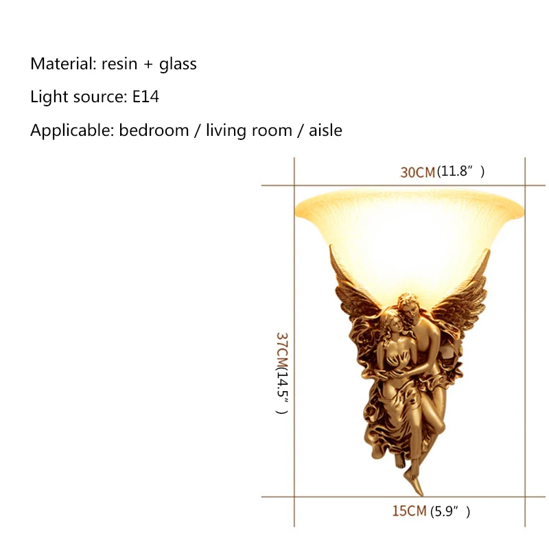 TINNY  Angel Wall Lamps LED Gold Creative Design Resin Sconce 3 colors Lights For Home Living Room Bedroom