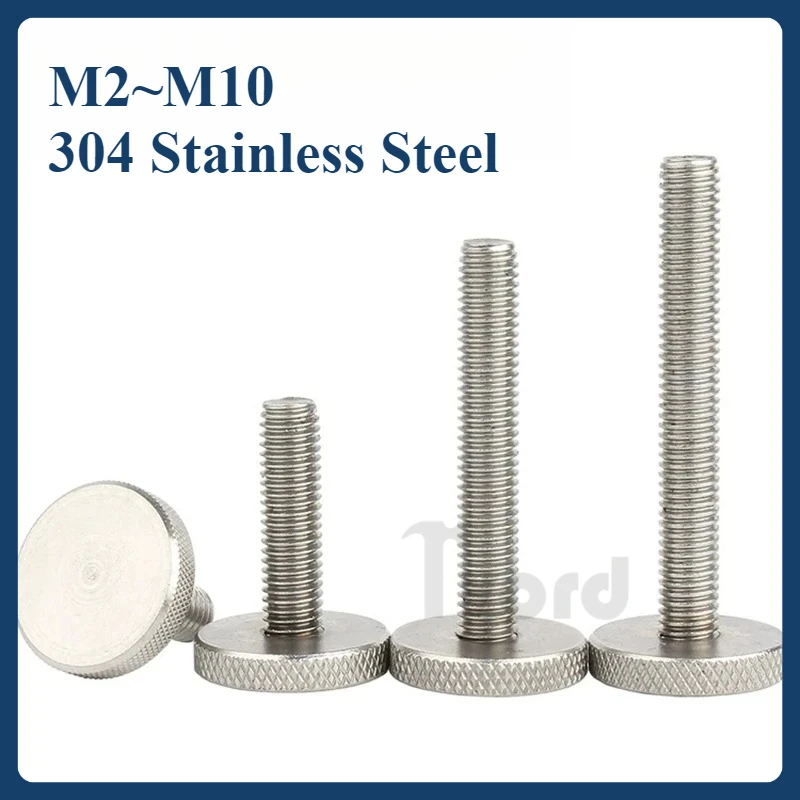 

M2 M2.5 M3 M4 M5 M6 M8 M10 GB835 304 Stainless Steel Knurl Flat Head Hand Tighten Screw Curtain Wall Glass Thumb Screws Bolts