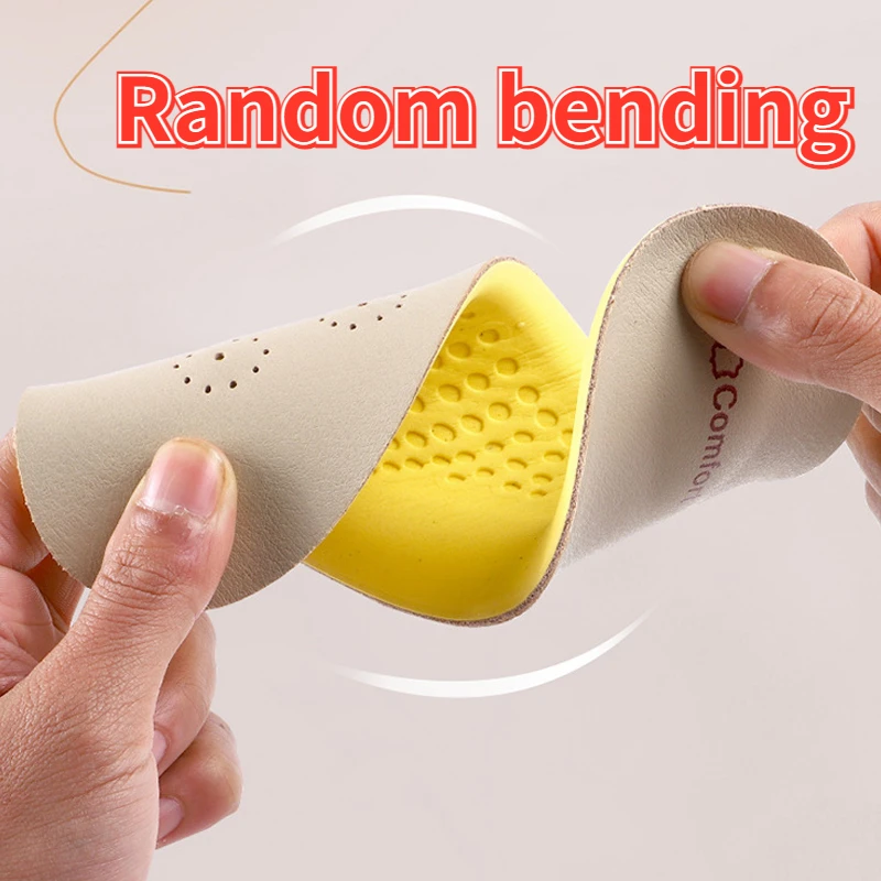 Cowhide Insoles Soft Leather Latex Breathable Sports Insole Shock Absorbing Plantar Fasciitis Inserts Arch Support Shoes Pads