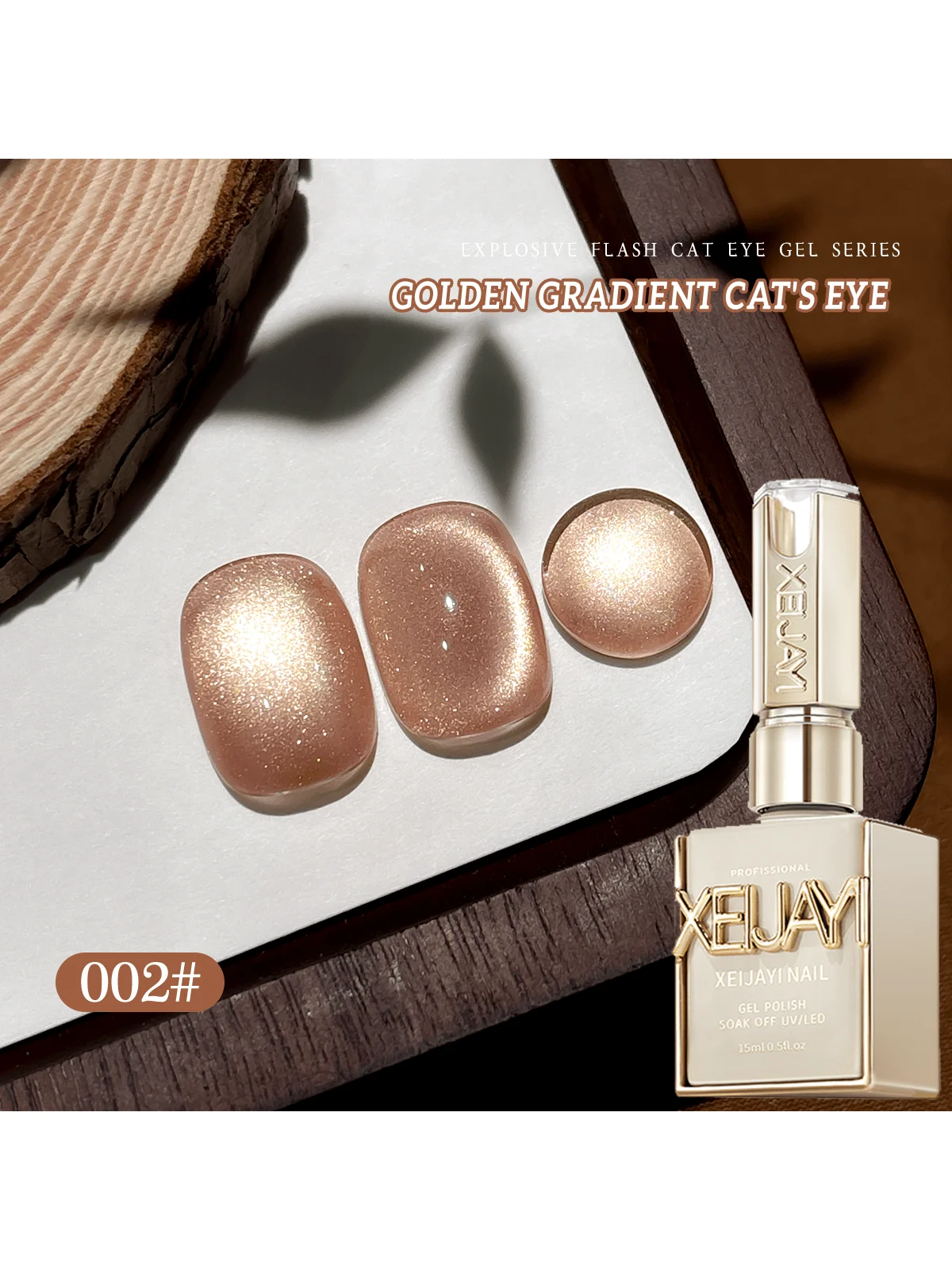 6 Stuks 15 Ml Gouden Gradiënt Cat Eye Nagellak Gel Fototherapeutische Gel Losweken Nail Magnetische Gel Polish nail Art DlY Thuis