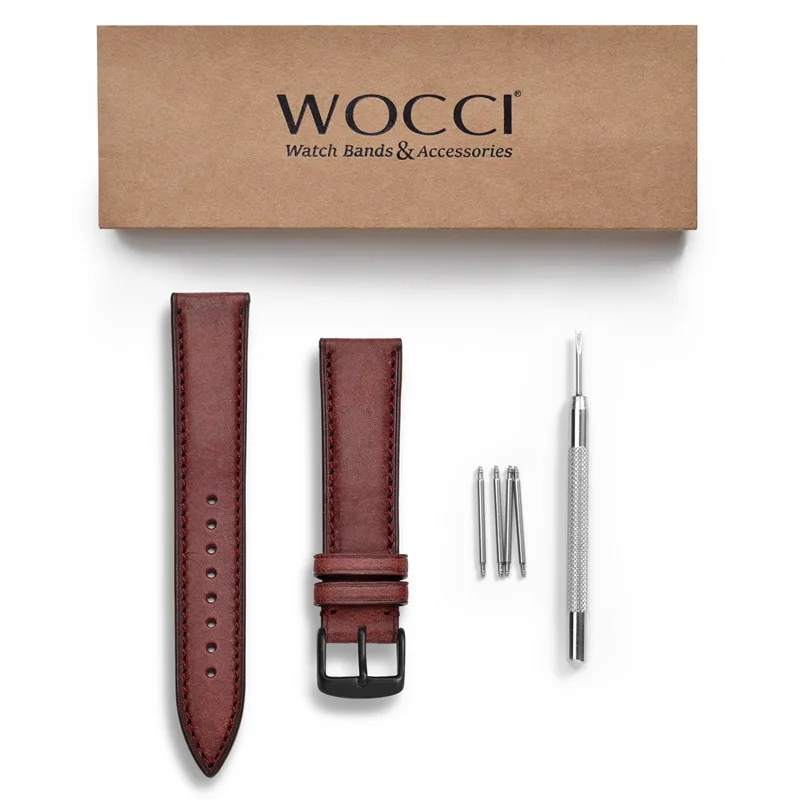 WOCCI Nubuck Italian Leather Watch Strap 14mm 18mm 20mm 22mm Bracelet Replacement Watchband for Women Men Black Green Red