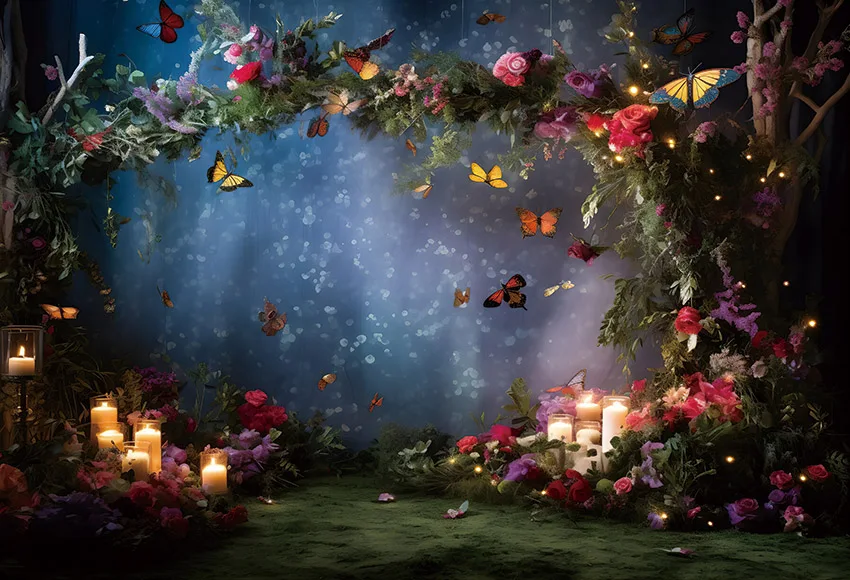 Mehofond ดอกไม้อีสเตอร์ฉากหลังถ่ายรูปเด็กแรกเกิดงานวันเกิดรูปเจ้าหญิงสาวภาพเหมือนปราสาทสวนฉากหลังถ่ายภาพ