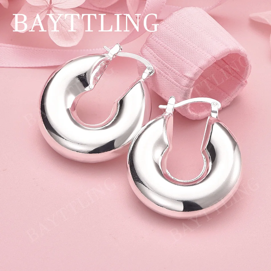 

Stylish 925 Sterling Silver Delicate Half-Round Earrings for Women, Charming Party and Wedding Accessories