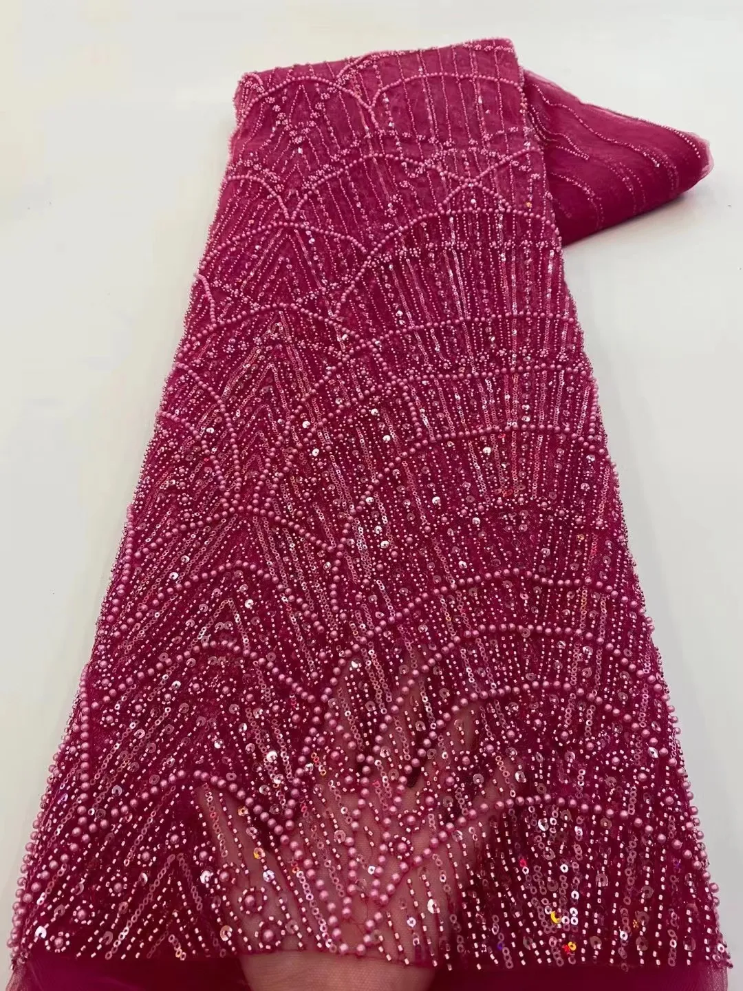 2024 Fashion Elegant French Mesh Rope Embroidery Sequins Lace Fabric African Nigerian Lace Fabric For Wedding Dress