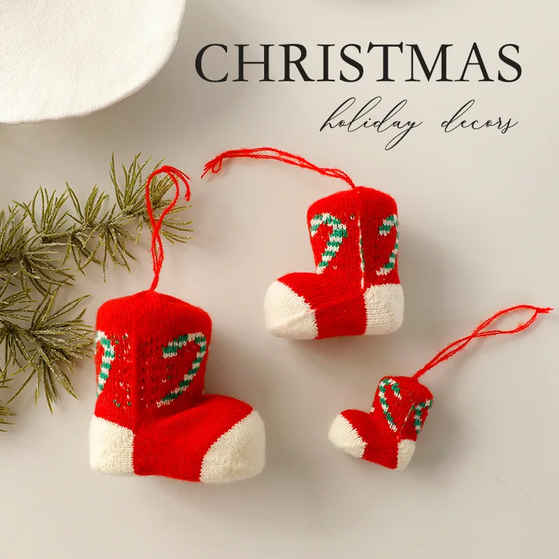 

1/3Pcs New Mini Red Christmas Sock Ornaments Xams Tree Decorations Colored Boot Hanging 2026 New Year Decorations