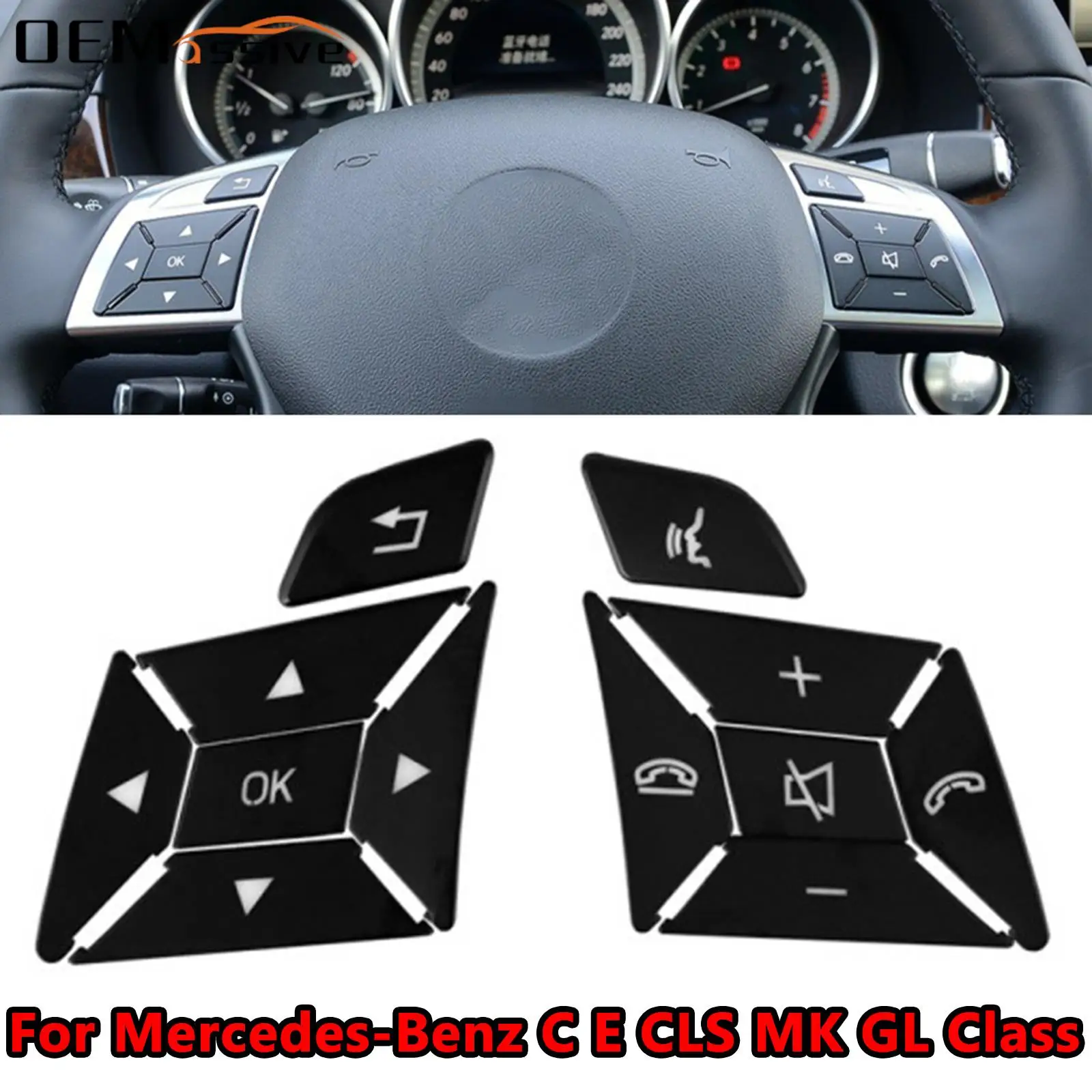 

For Mercedes-Benz SLK Class R172 2011 2012 2013 2014 2015 12Pcs Car Parts Replacement Steering Wheel Button Kits Decoration Trim