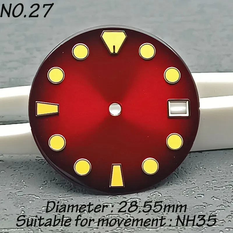 28.5mm Blue Super Glow in the dark Watch dial Mod Aseptic dial for NH35 Nh36 NH34 NH70 NH72 automatic movement watch accessories