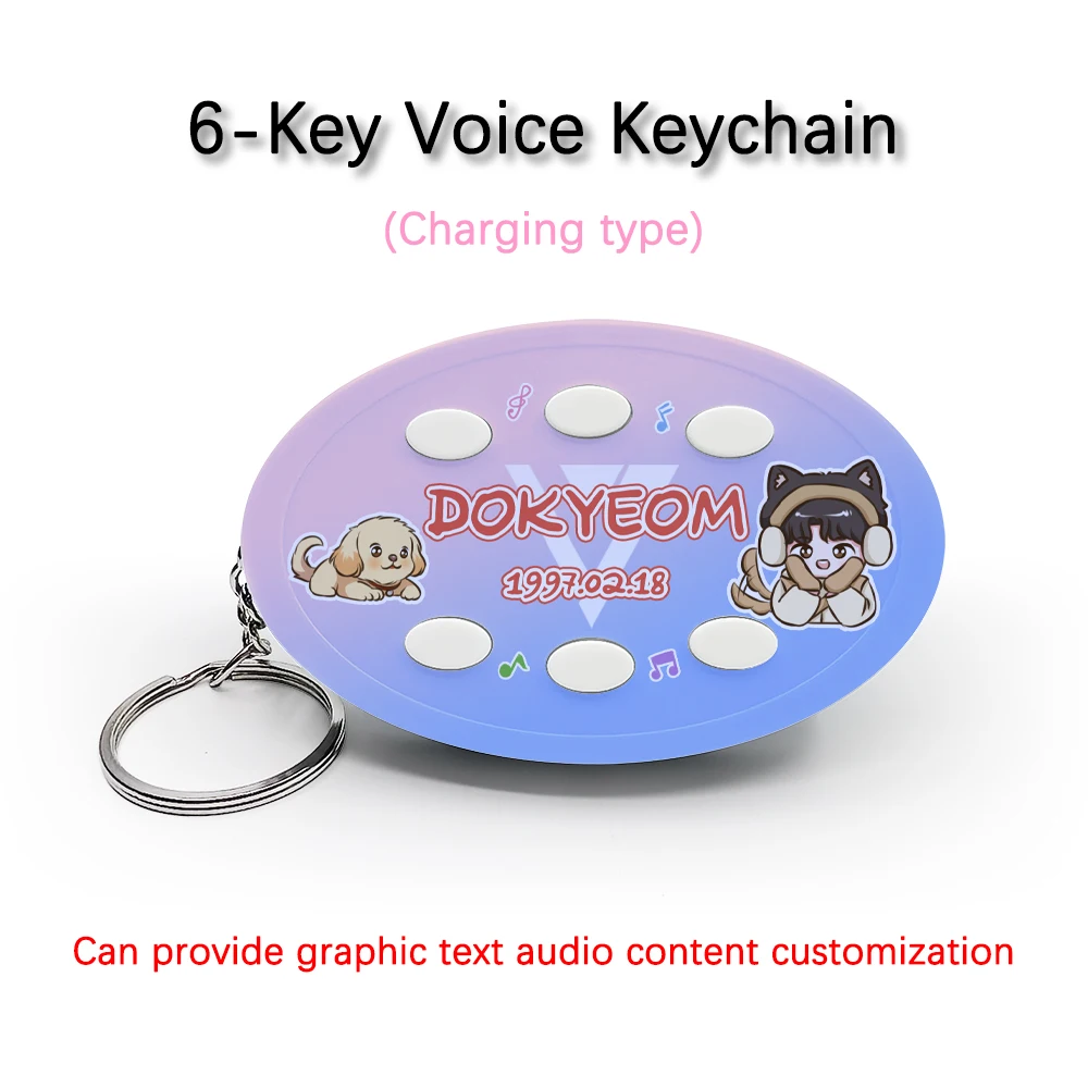 Creative Voice Keyring For SEVENTEEN Member Lee Seok Min Dokyeom 6-Key Audio / Picture Custom Rechargeable Keychain Pendant Gift