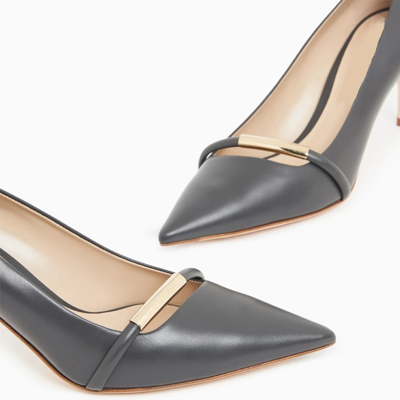 

Black Pointed Toe Golden Metal Buckle Stiletto Pumps Woman Summer 2026 Slip-On High Heel Office Party Dress Shoes Fashion Sandal