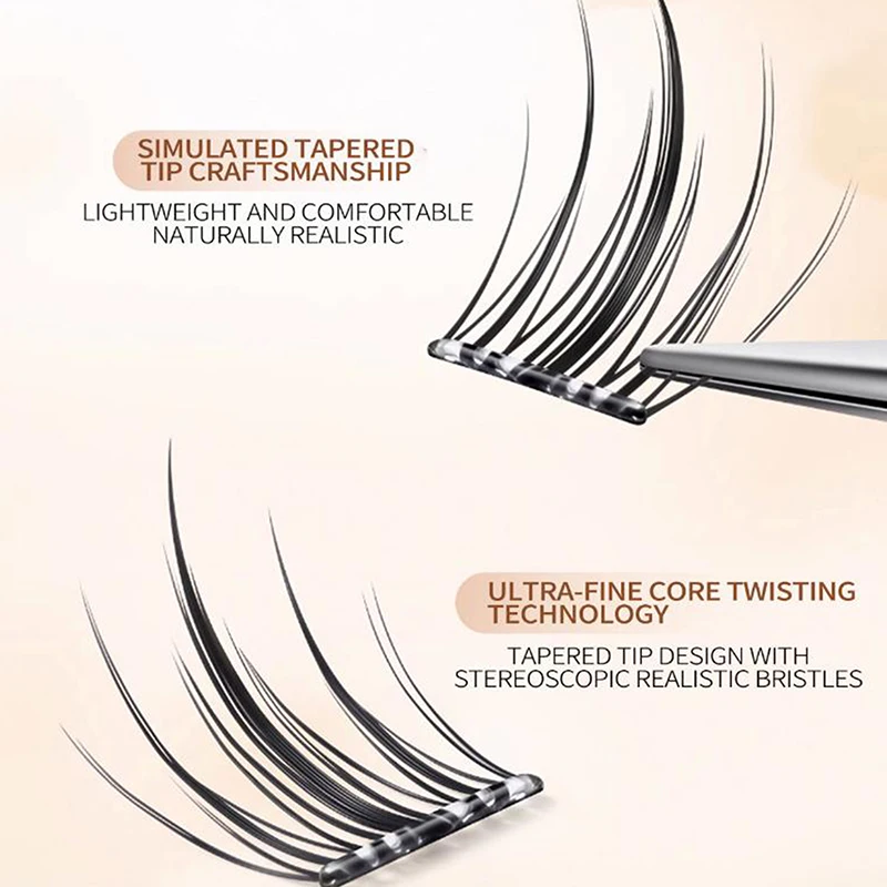 100-160Cluster Eyelash Extension No Need Glue ClusterLashes Glue Free 10-13mm D Curl Reusable Self-Adhesive Evelashes