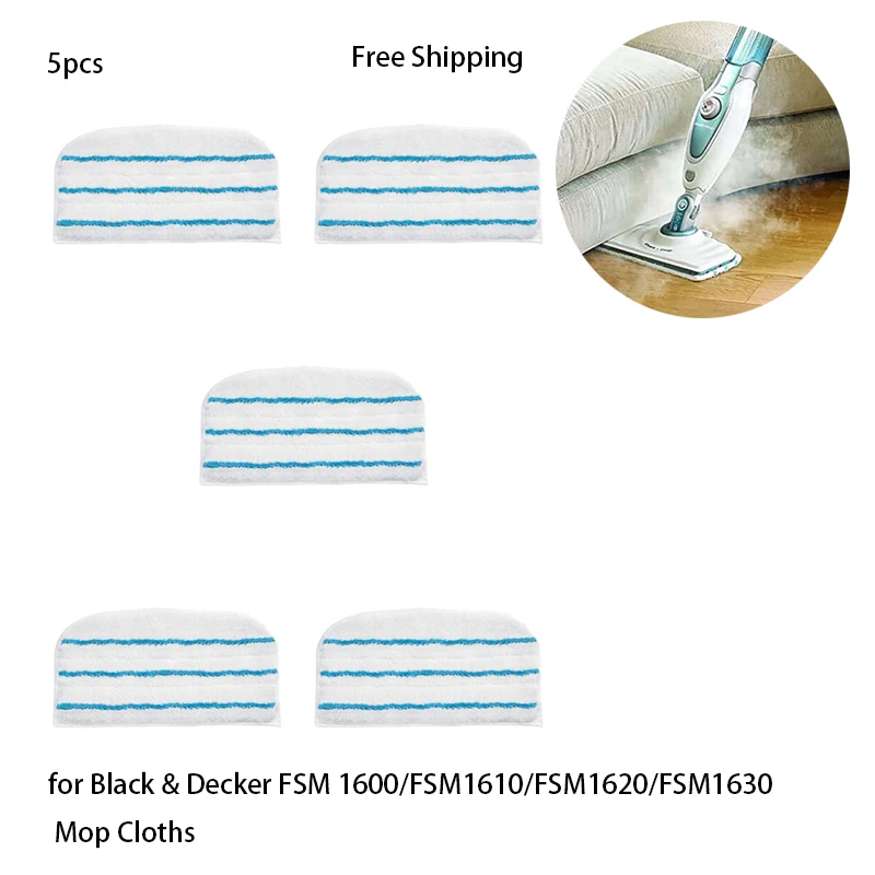 

Black & Decker Steam Mop Cloths 5PCS for FSM 1600 1610 1620 1630 series Replacement Mop Pads