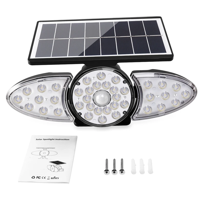ワイヤレス屋外ソーラーライト,38 LED,セキュリティウォールライト,360 ° 回転,3モード,ip65,ガレージ,庭,正面玄関,庭