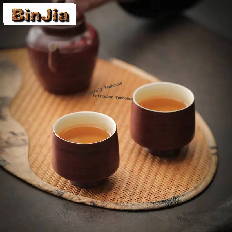 كوب شاي مصنوع يدويًا من السيراميك الأحمر ، كوب رئيسي بأقدام مرتفعة ، وعاء شاي أصلي ، كوب تأمل ، كونغ فو ، بودرة يين ، هدية شاي ، 60 مرة