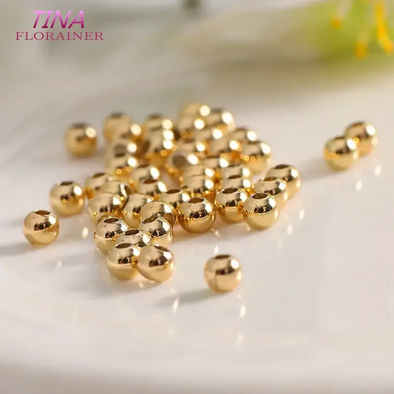 2MM 2.5MM 4MM 6MM 14K Gold Color Plated Brass Round Ball Beads Spacer Beads Diy Jewelry Findings Accessories Wholesale