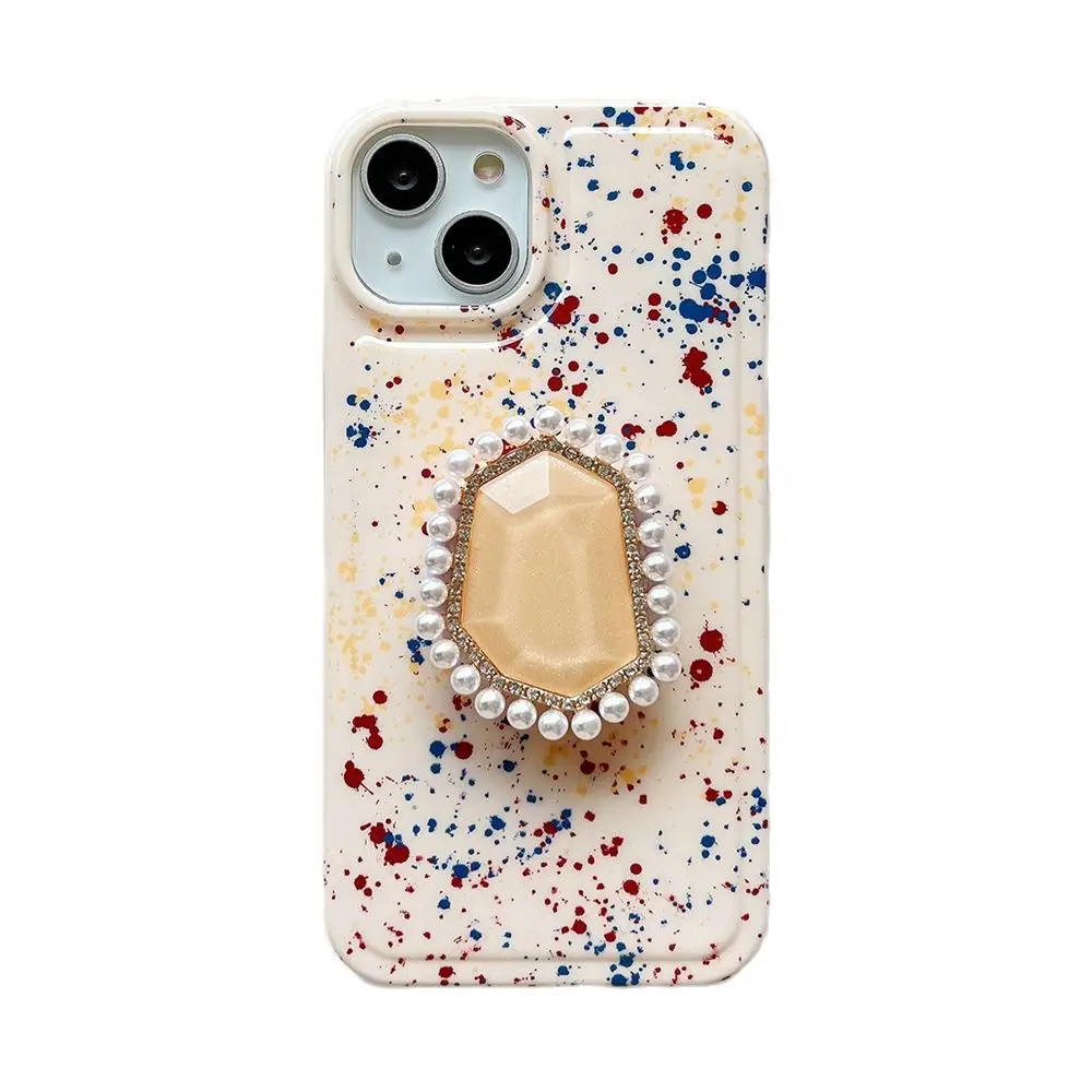 Ins Cute Colorful Dots Case for iPhone 14 13 Pro Max 12 11 Pro Plus Soft Silicone Thin Shockproof Gemstone Bracket Cover