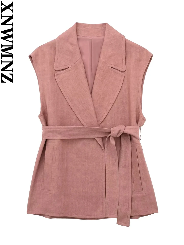 

XNWMNZ женский модный новый жилет с поясом из льна или шорты-бермуды нижнее белье многофункциональный Женский комплект из двух предметов