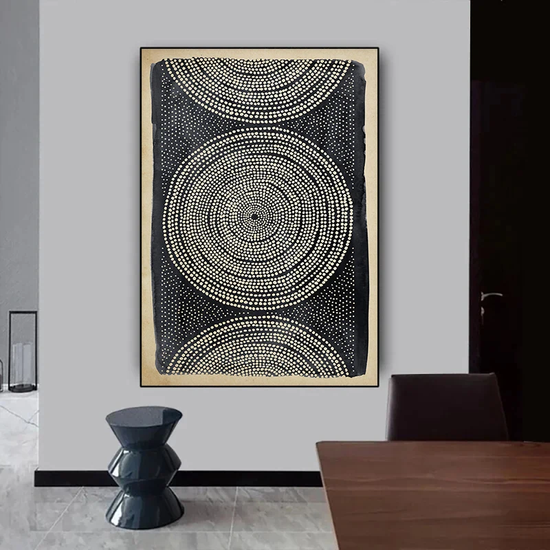 Black and Beige Geometric Tribal Ethnic Pattern Boho Style Poster Canvas Painting Nordic Wall Art Pictures Home Room Decor