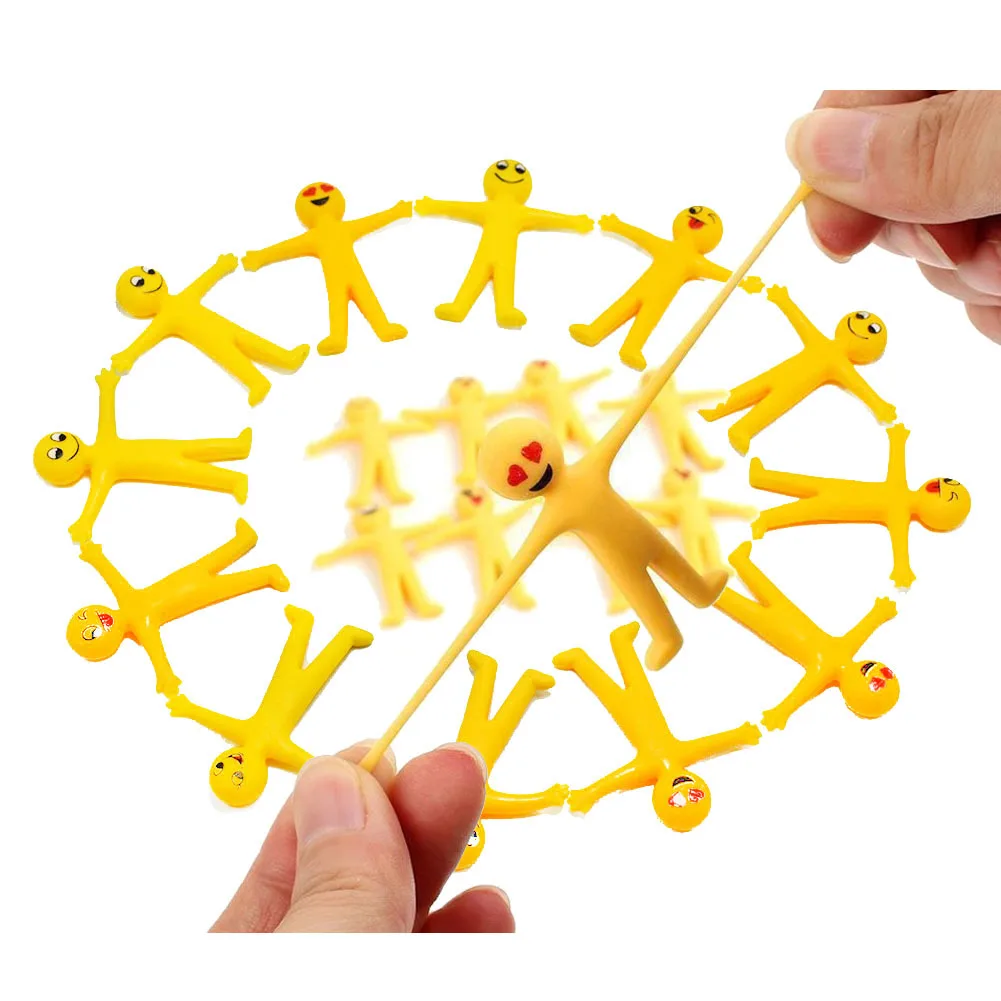 Colorful TPR Stretchable Smiley Mini Dolls Portable Stress Relief Fidget Toy Foldable Squishy Sensory Play Gift for Kids Adults