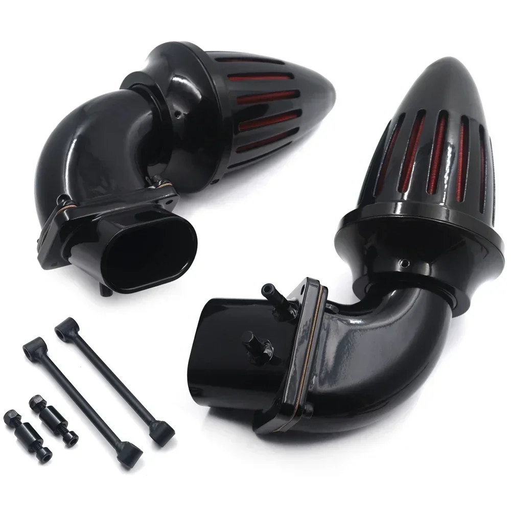 Chrome Dual Spike Air Cleaner Red Filter Kit Intake For Suzuki Boulevard M109R Aftermarket Motorcycle Parts Billet Aluminum