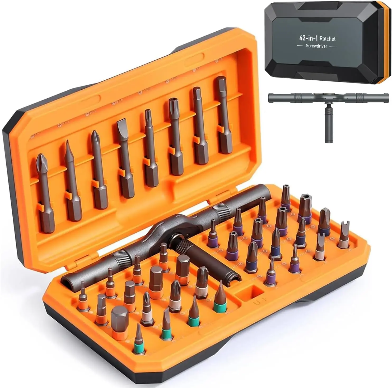 

42-in-1 Magnetic Screwdriver Set with 40 Bits, Rotatable Handle & Case – Ultimate Repair Tool
