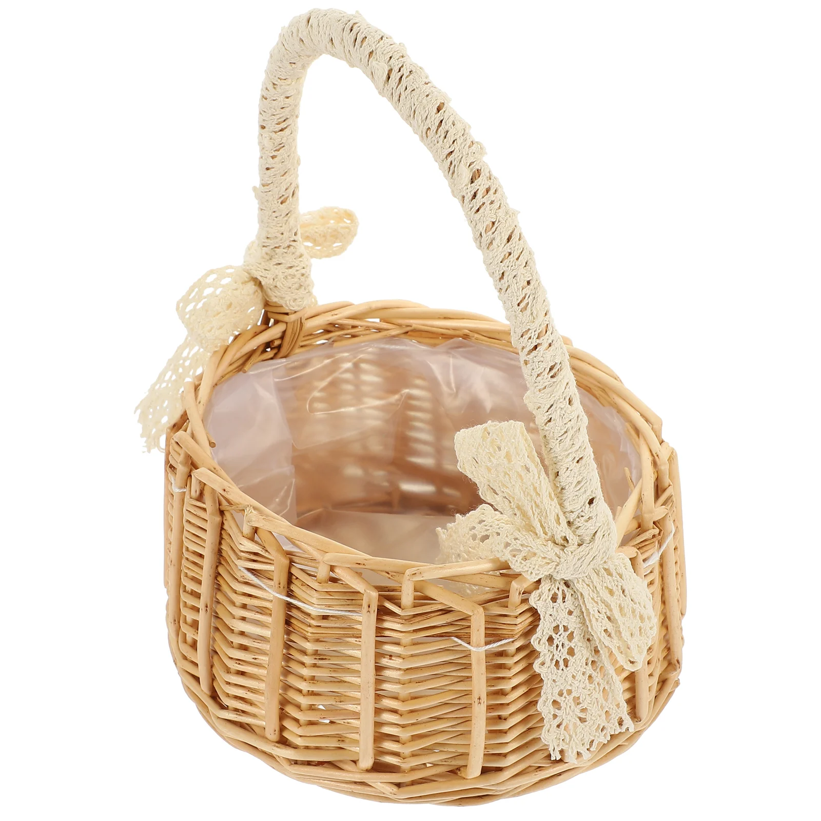Rattan Flower Basket Decorative Storage Vases Baskets Woven Wicker Boho Hand Round Hand-woven Handwoven