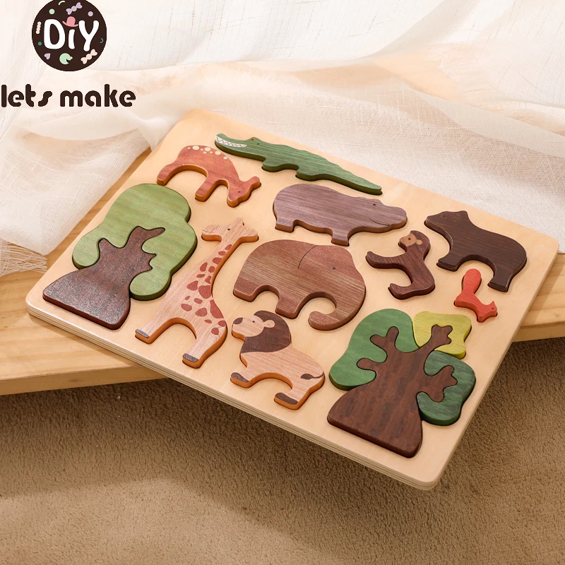 

Wooden Forest Animal Puzzles Cognitive Learning Cartoon Toys Early Education And Intelligence Building Baby Puzzle Gifts YZ8