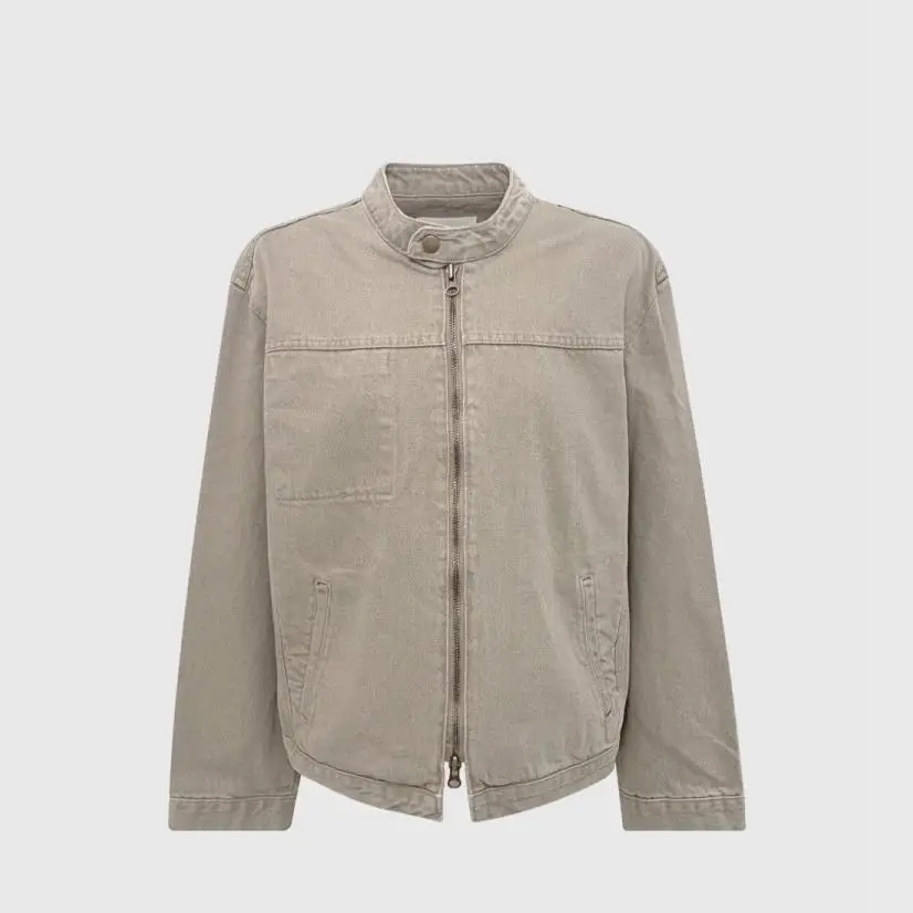 เสื้อแจ็คเก็ตซิปสไตล์เรโทรสำหรับผู้หญิง ทรงตรง แฟชั่นสตรีท ฤดูใบไม้ร่วง ความยาวปกติ คอตั้ง