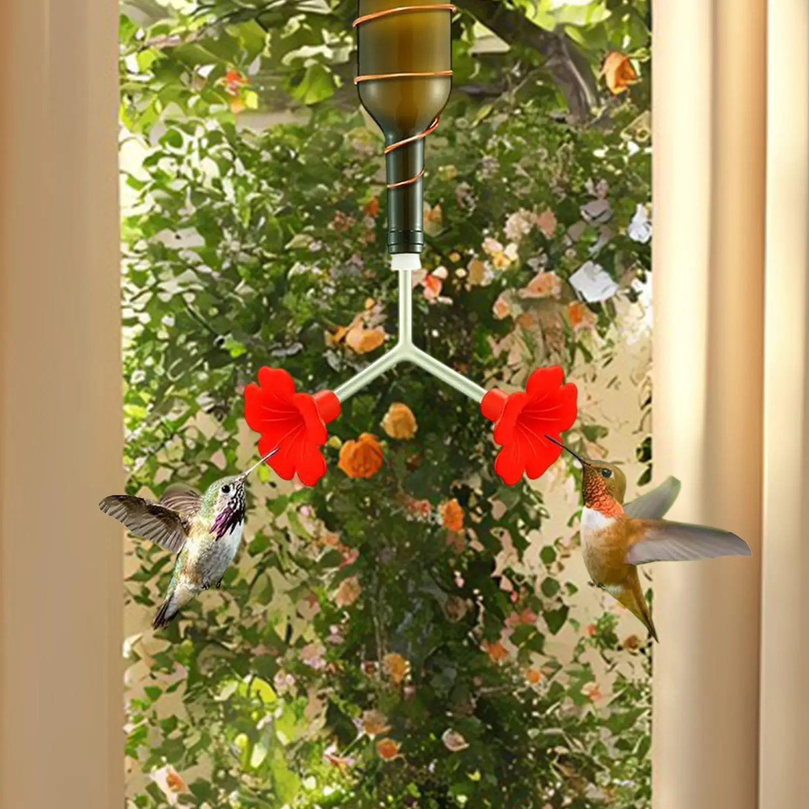 Floral Hummingbirds Feeder Tubes Stoppers Silicone Leakproof Outdoor Bird Feeder for Hanging Garden Bird Feeding
