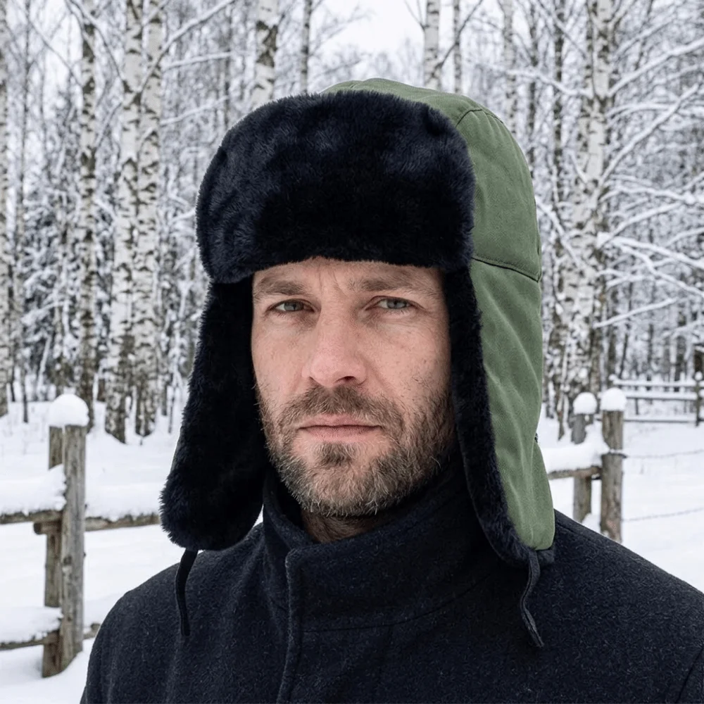 Comfortable Plush Windproof Pilot Hat Thickened Windproof Ear Protection Cap Velvet Warm Winter Ear Cap Camping