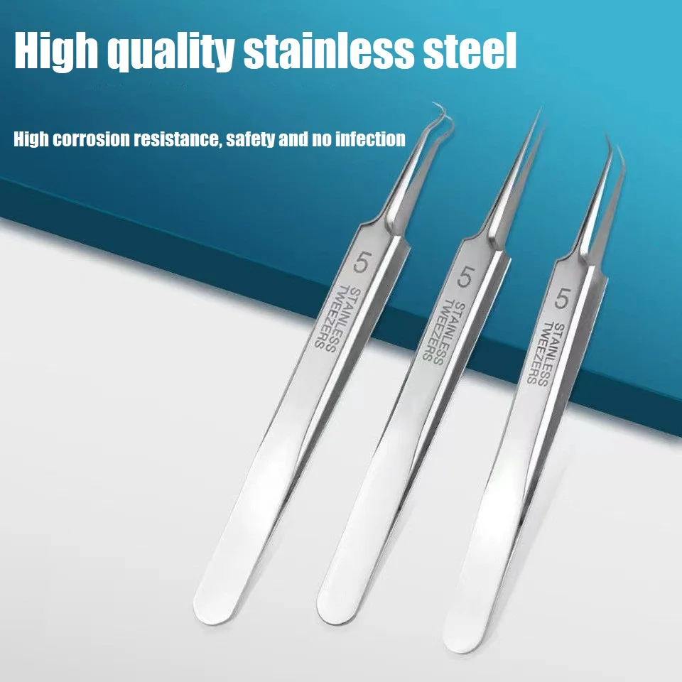 Ultra-fine No. 5 Acne Blackhead Removal Tweezers Beauty Salon Acne Pimples Needles Deep Cleaner Clip Face Skin Care Tool