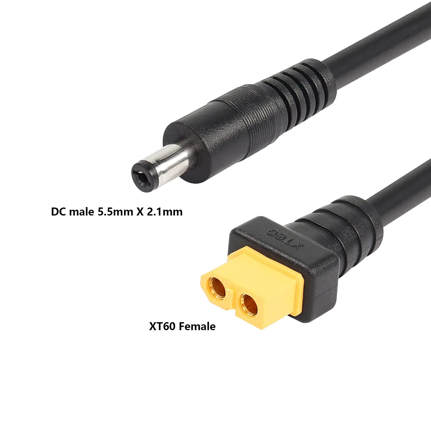 2pack Charging Cable XT60 Female Bullet Connector to Male DC 5.5mm X 2.1mm Power Cable for Fatshark Skyzone FPV Monitor Power